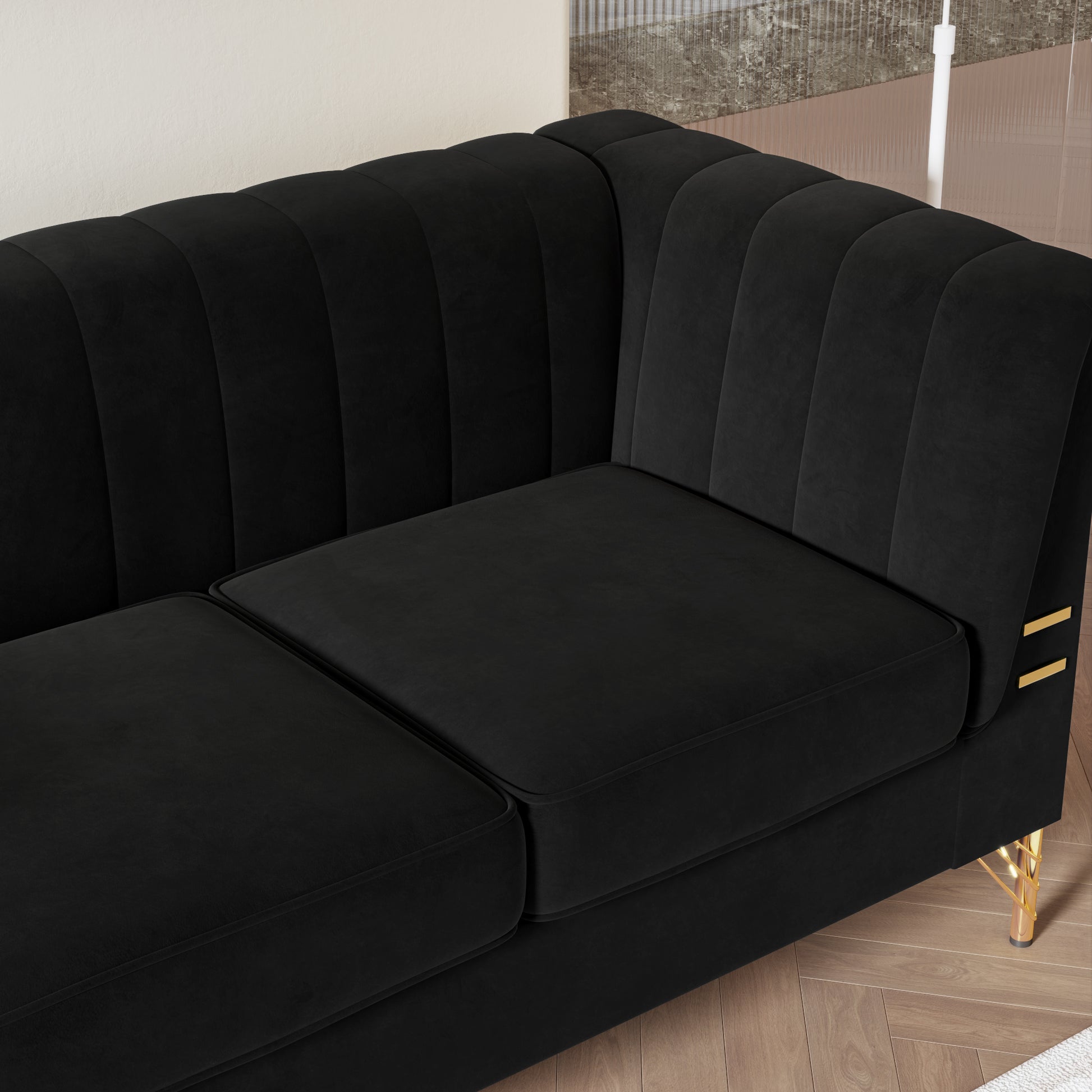 FX P82 BK SOFA Modern Sofa Couches for Living Room black-velvet