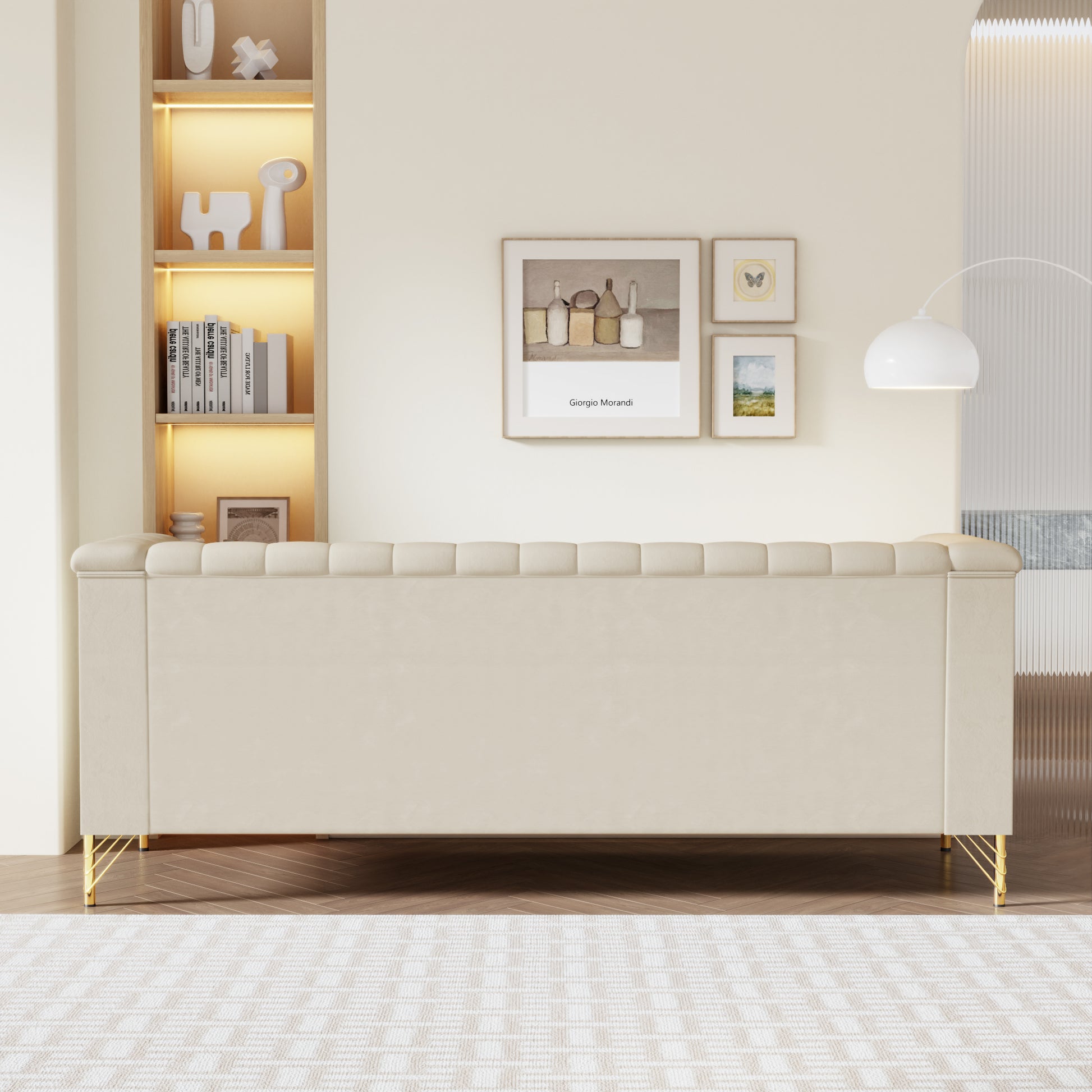 FX P82 BE sofa Modern Chenille Sofa, 82.67" beige-velvet