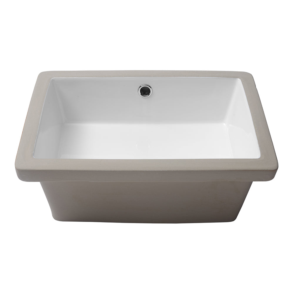 18"x12" White Ceramic Rectangular Undermount Bathroom white-ceramic