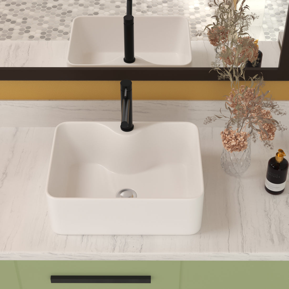 16"x12" White Ceramic Rectangular Vessel Bathroom Sink white-ceramic