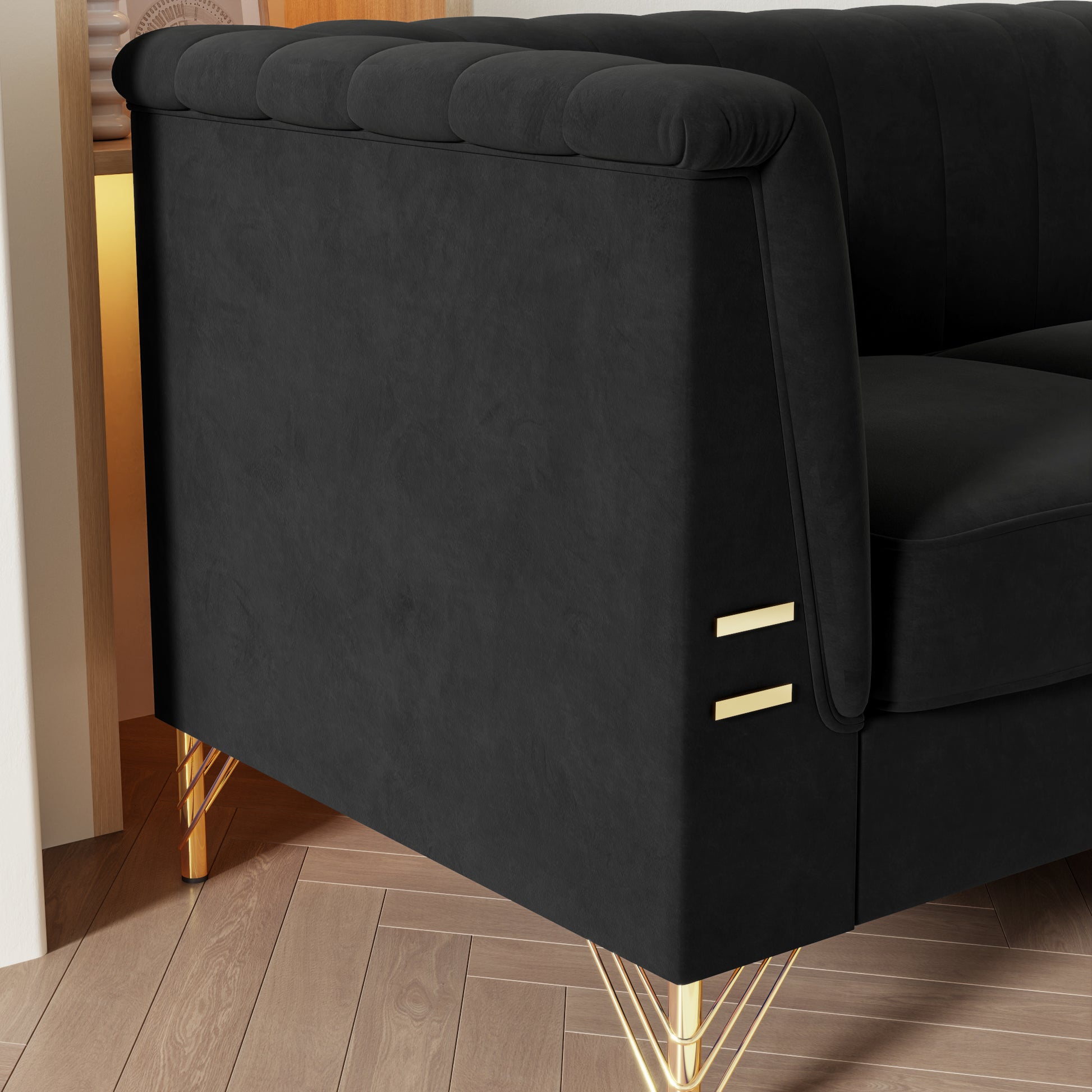 FX P82 BK SOFA Modern Sofa Couches for Living Room black-velvet