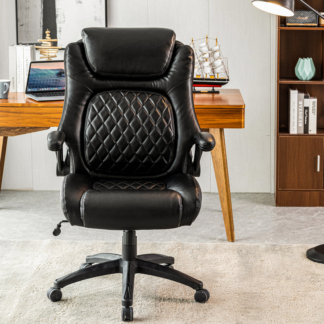 Big & Tall 400lb Ergonomic Leather Office Chair metal-black-office-foam-american