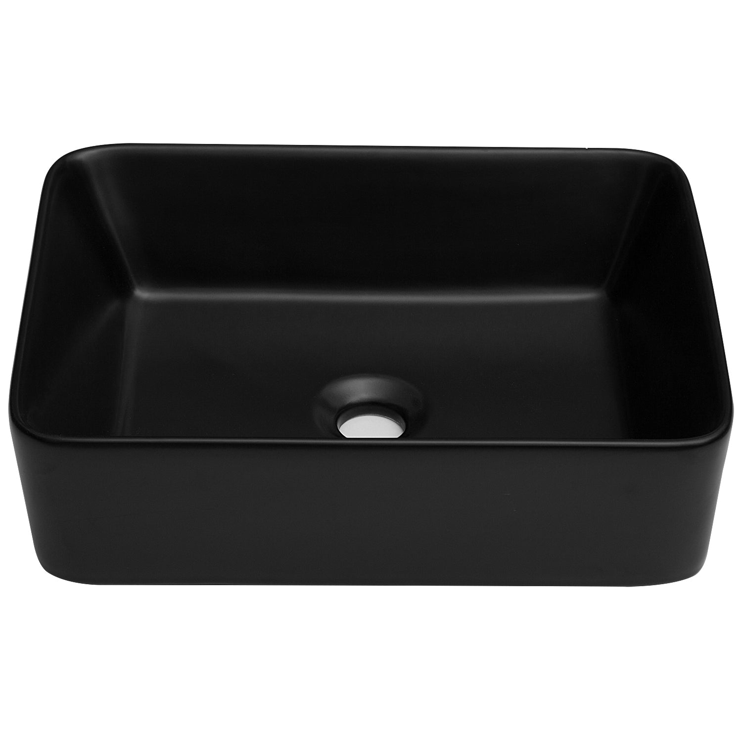 19"x15" Black Ceramic Rectangular Vessel Bathroom Sink black-ceramic