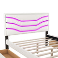 Queen Size Upholstered Storage Platform Bed with LED box spring not