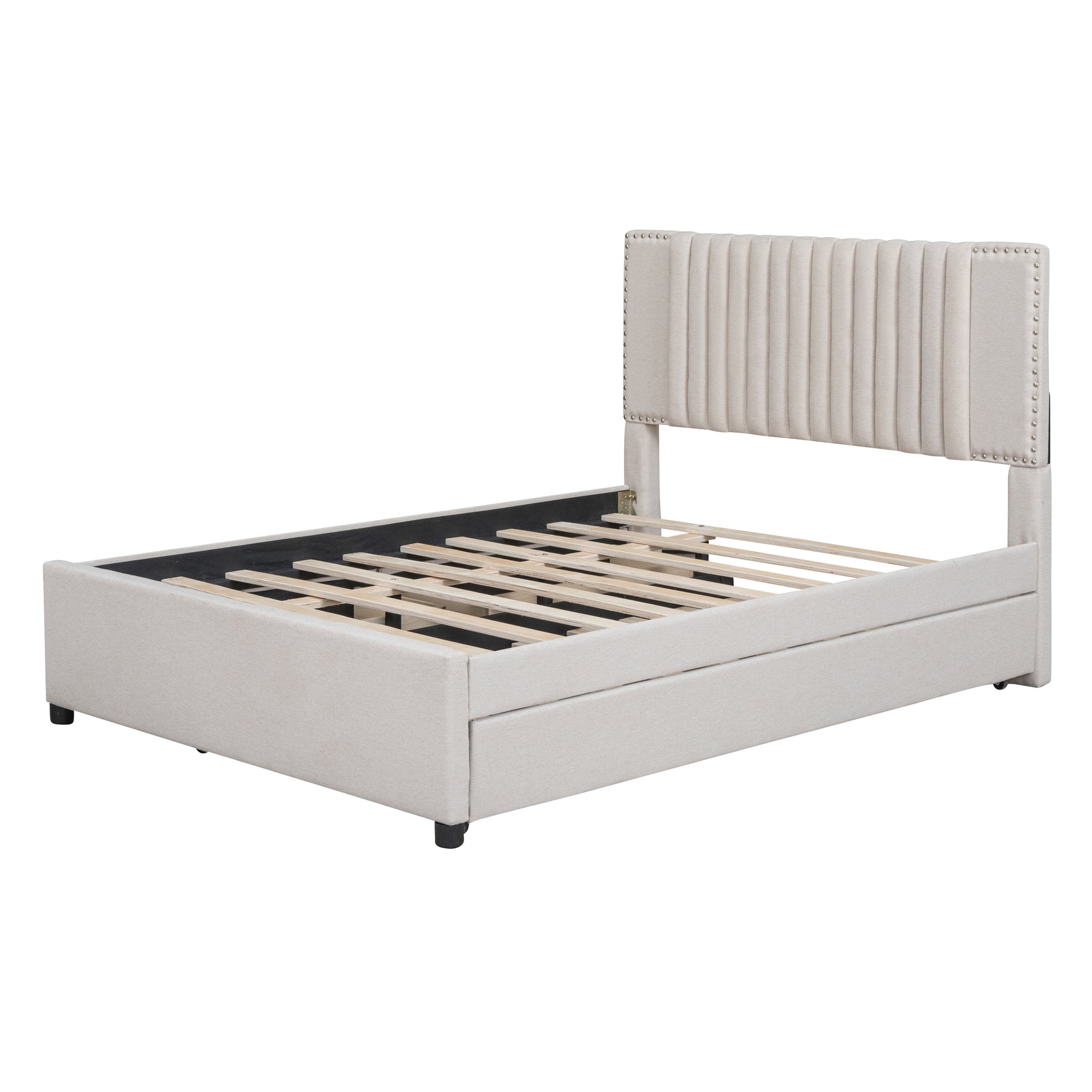 Full Size Upholstered Platform Bed With 2 Drawers