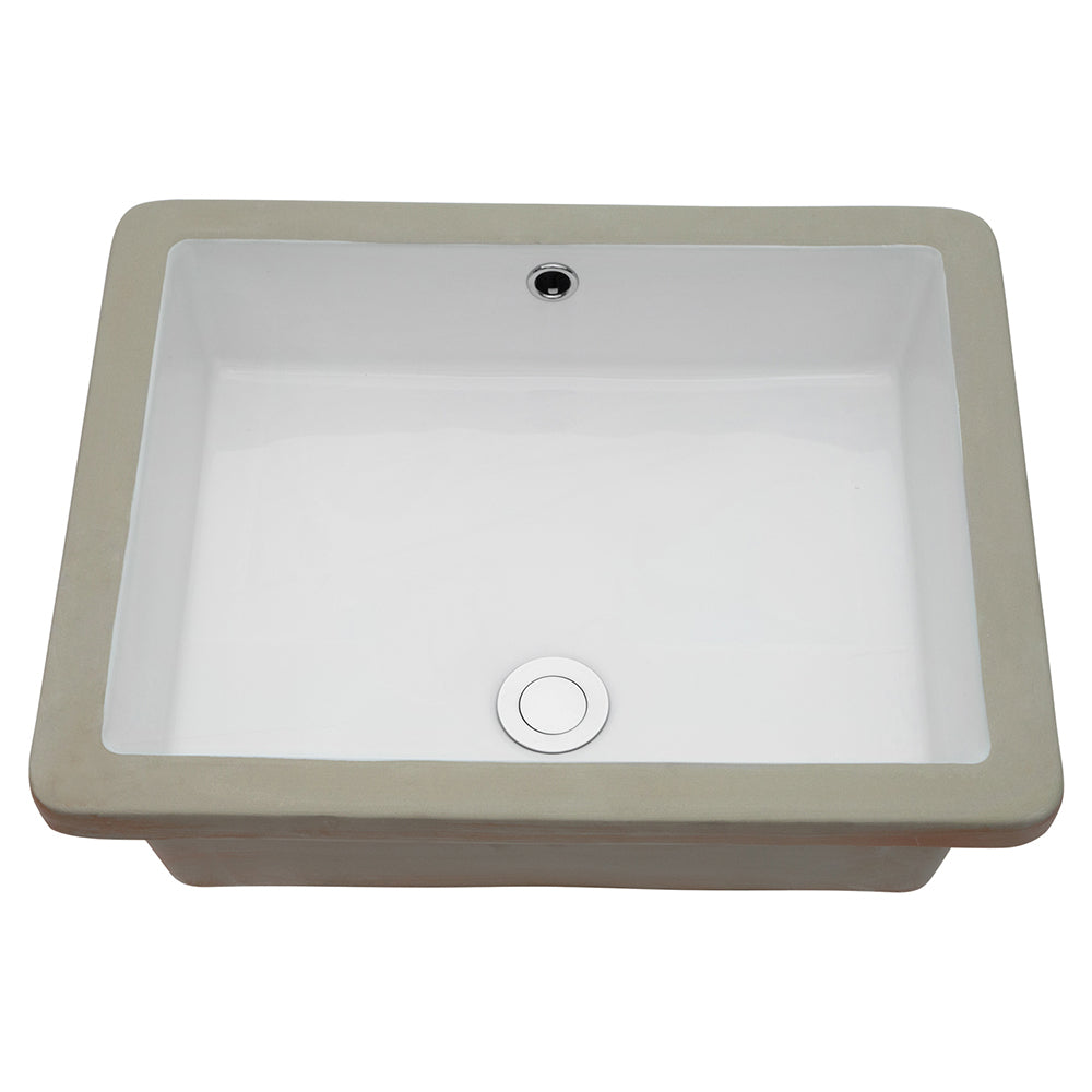 20"x15.5" White Ceramic Rectangular Undermount white-ceramic