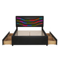 Queen Size Upholstered Storage Platform Bed with LED box spring not