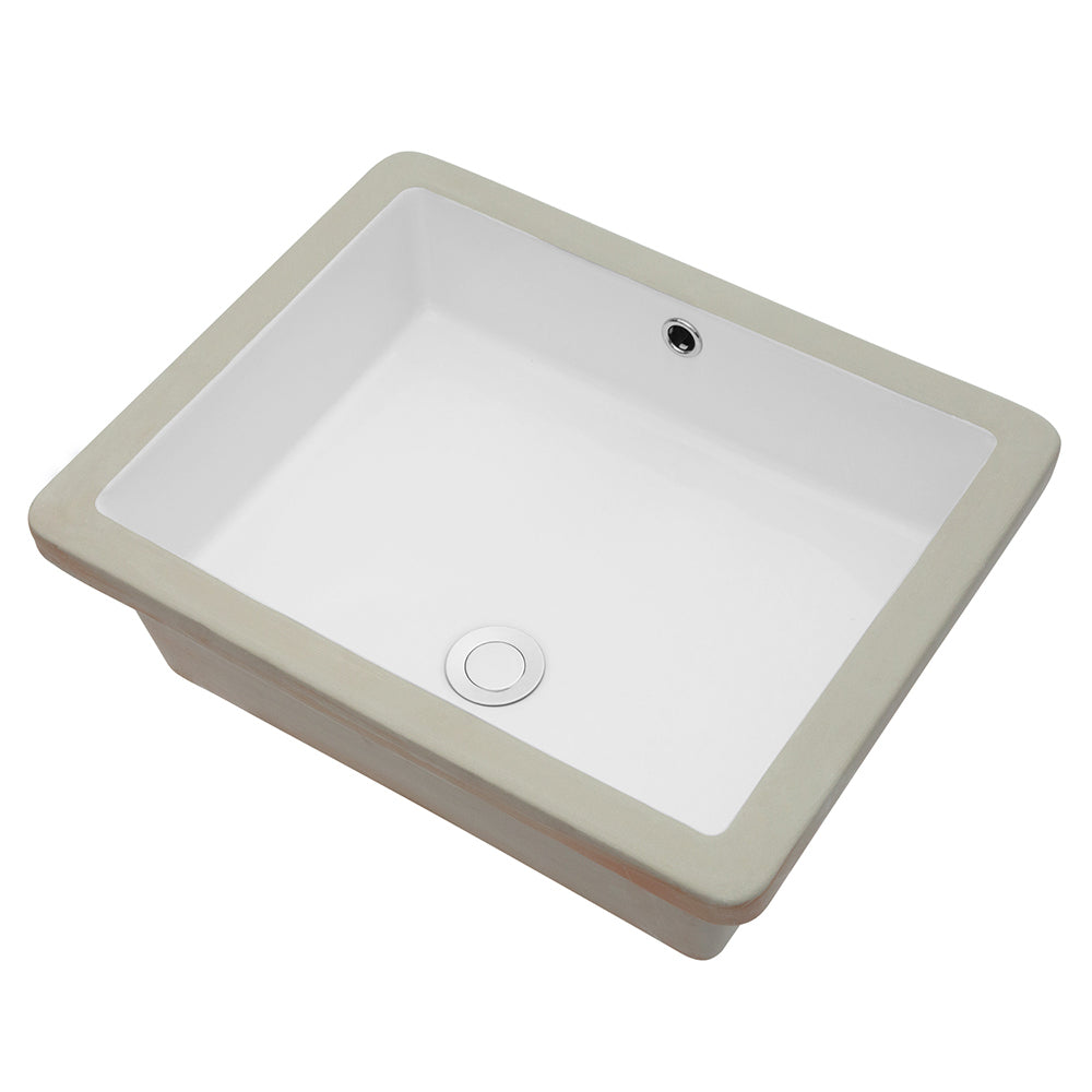 20"x15.5" White Ceramic Rectangular Undermount white-ceramic