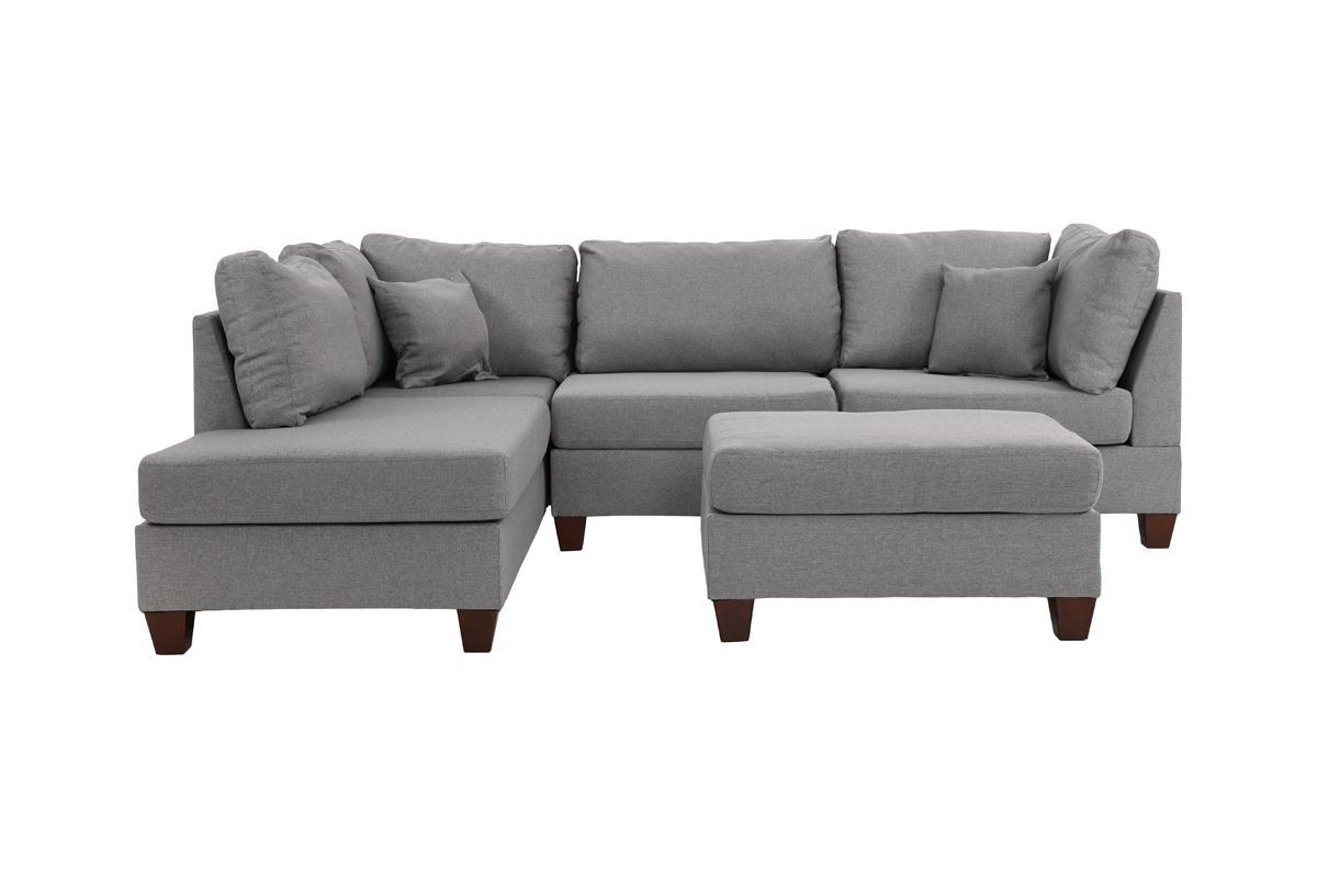 Grey Color 3pcs Sectional Living Room Furniture grey-wood-dining room-cushion