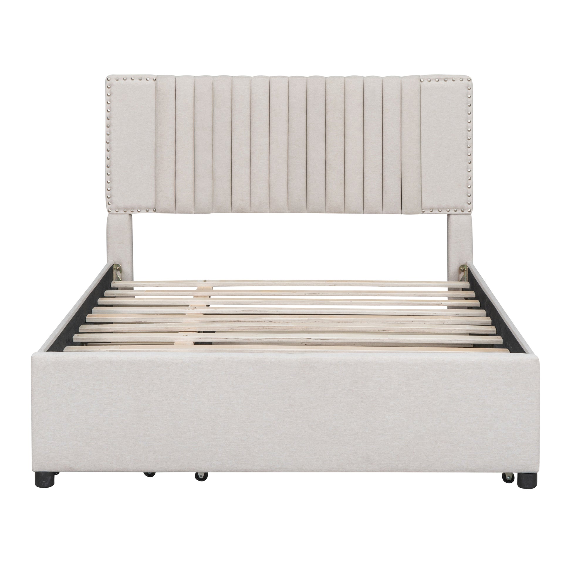 Full Size Upholstered Platform Bed With 2 Drawers