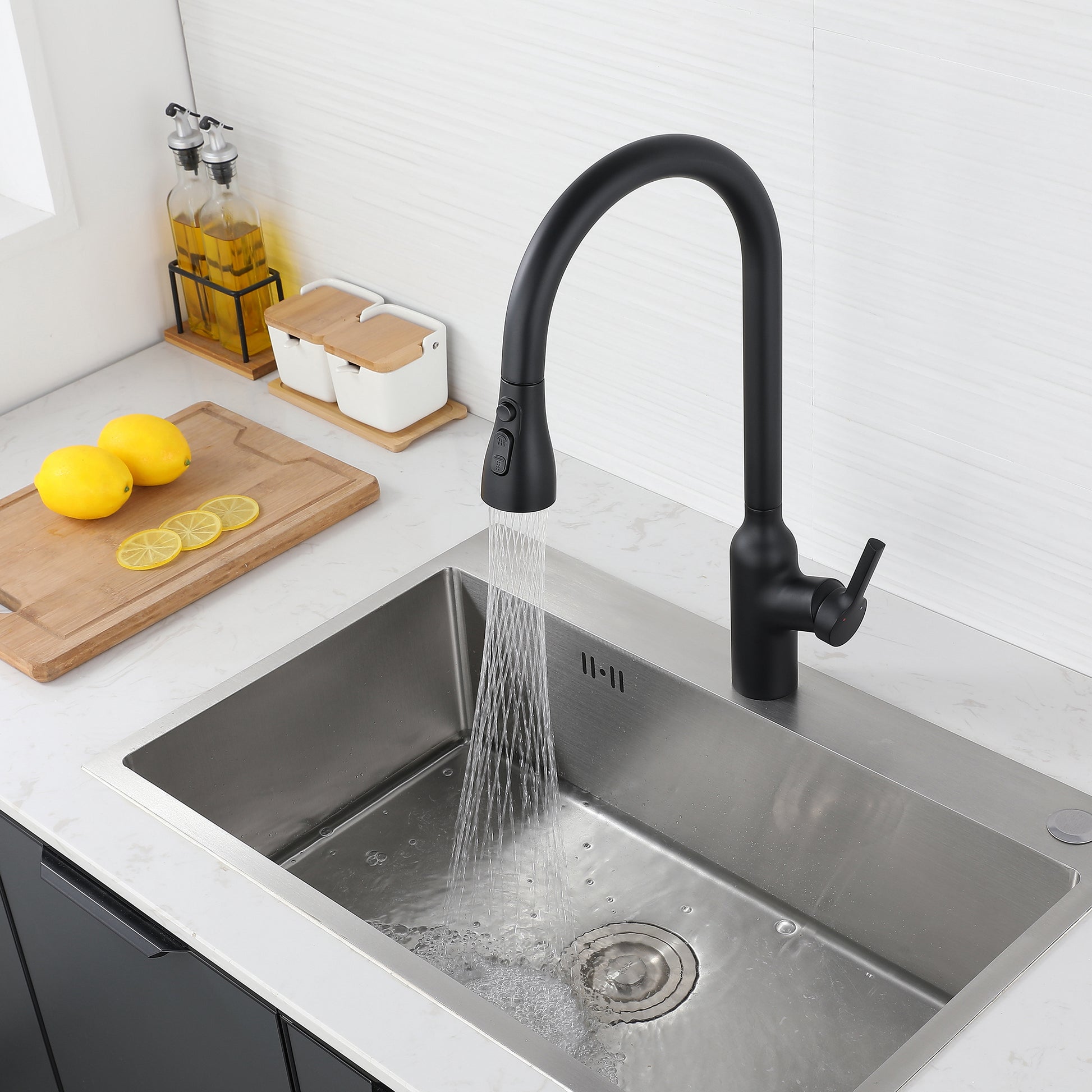 Kitchen Faucet With Pull Down Sprayer Matte Black