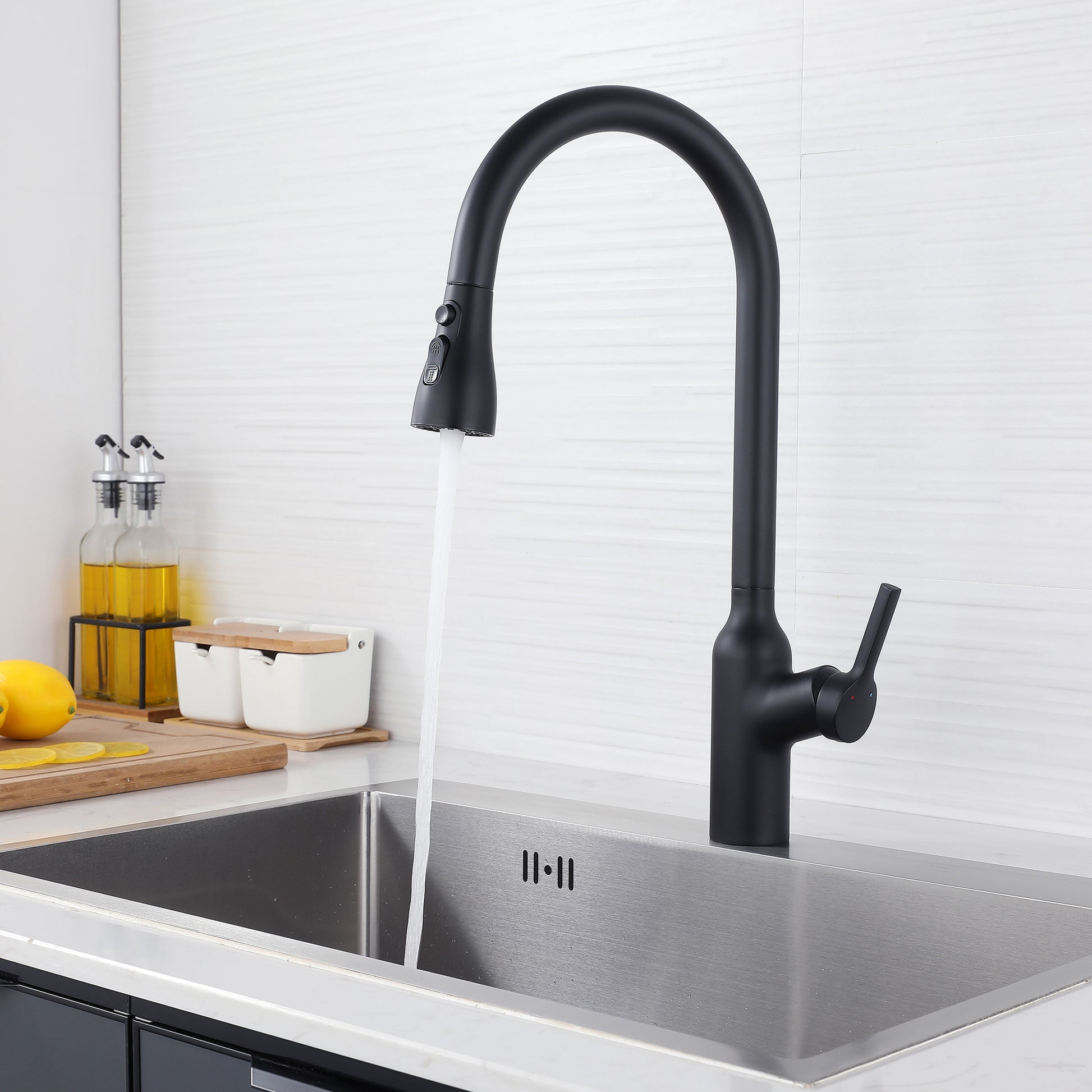 Kitchen Faucet With Pull Down Sprayer Matte Black