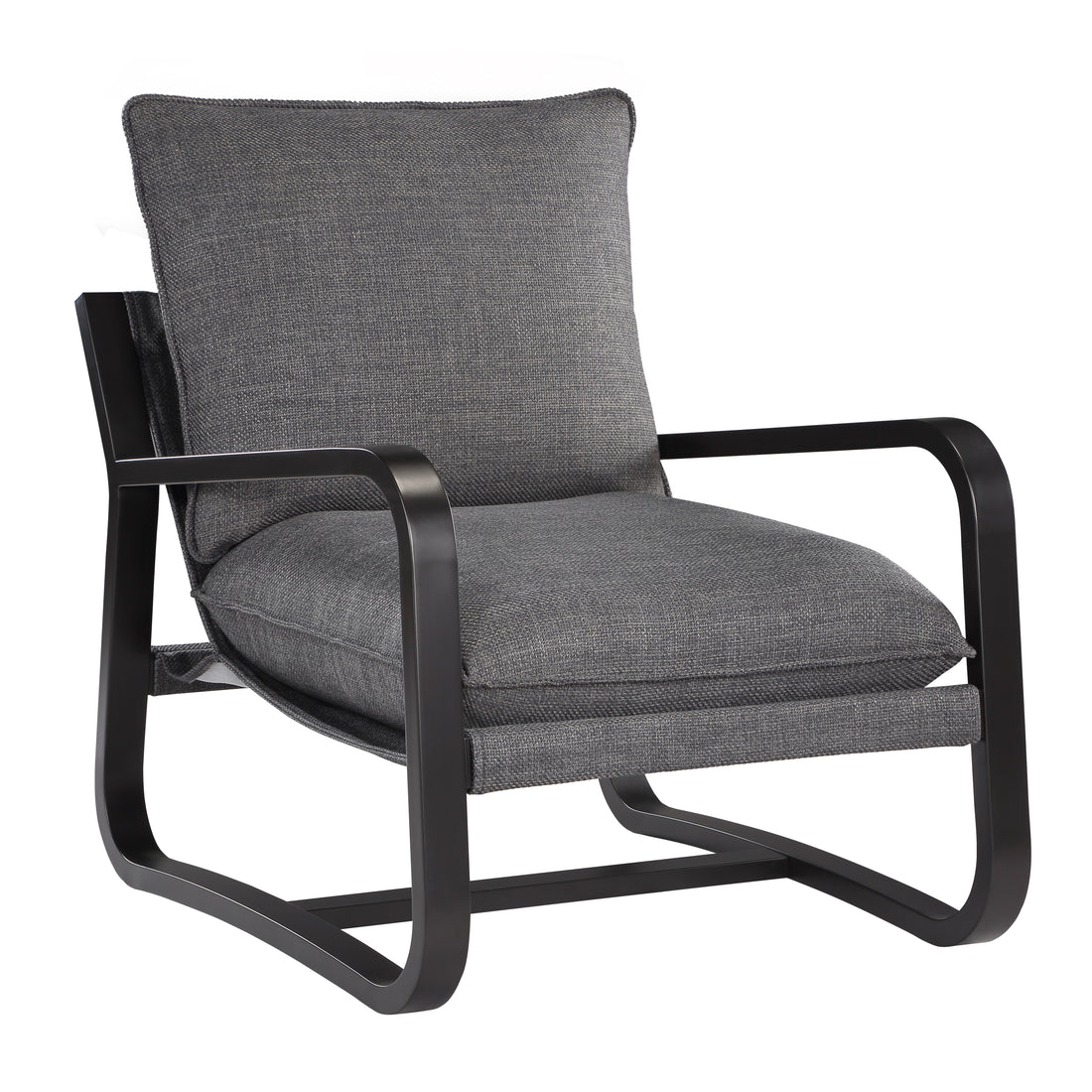 Blaire Sling Chair Upholstered in Charcoal Fabric with charcoal-foam-polyester