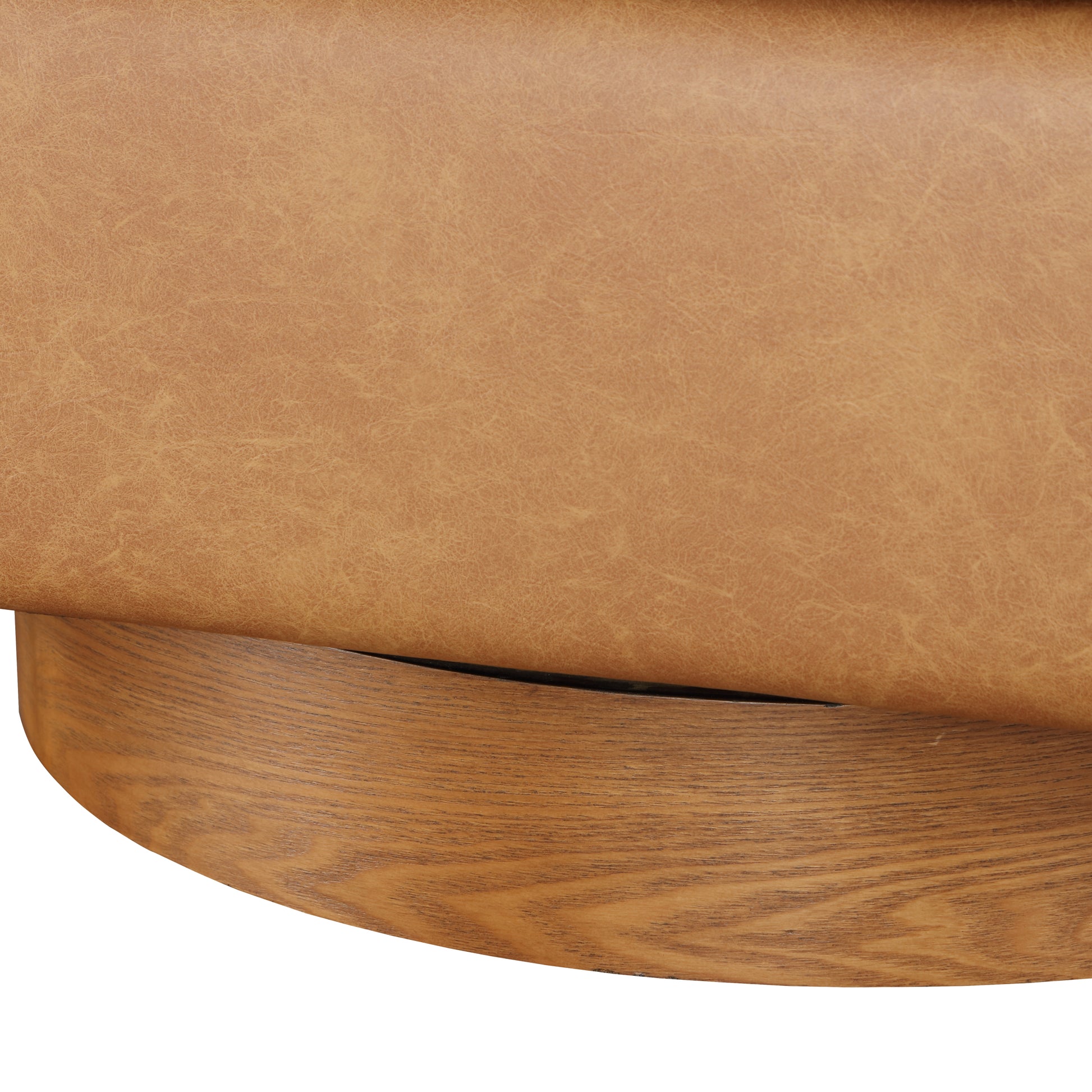 Maisy Saddle Faux Leather Wood Base Barrell Swivel brown-foam-polyester