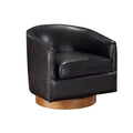 Maisy Brown Faux Leather Wood Base Barrell Swivel brown-foam-polyester