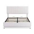 Full Size Upholstered Bed with Hydraulic Storage white-pu leather