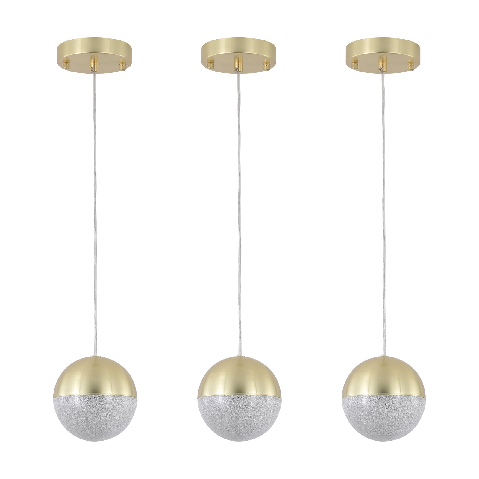 Pendant Light with Dimmable LED set of 3 gold-acrylic-iron