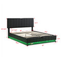 Queen Size Upholstered Bed with Hydraulic Storage black-pu leather