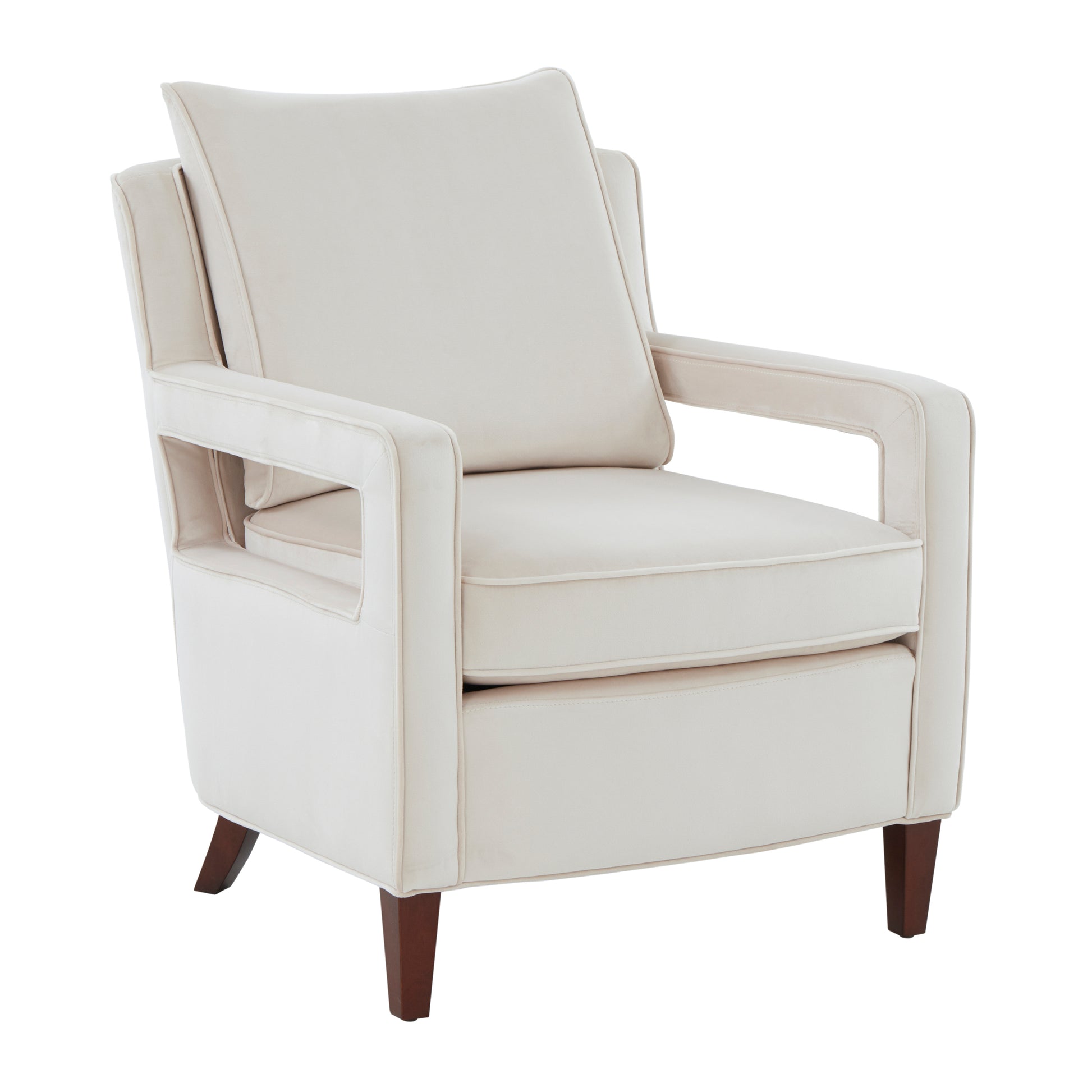 Alina Sea Oat Velvet Accent Arm Chair beige-foam-velvet