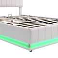 Full Size Upholstered Bed with Hydraulic Storage white-pu leather