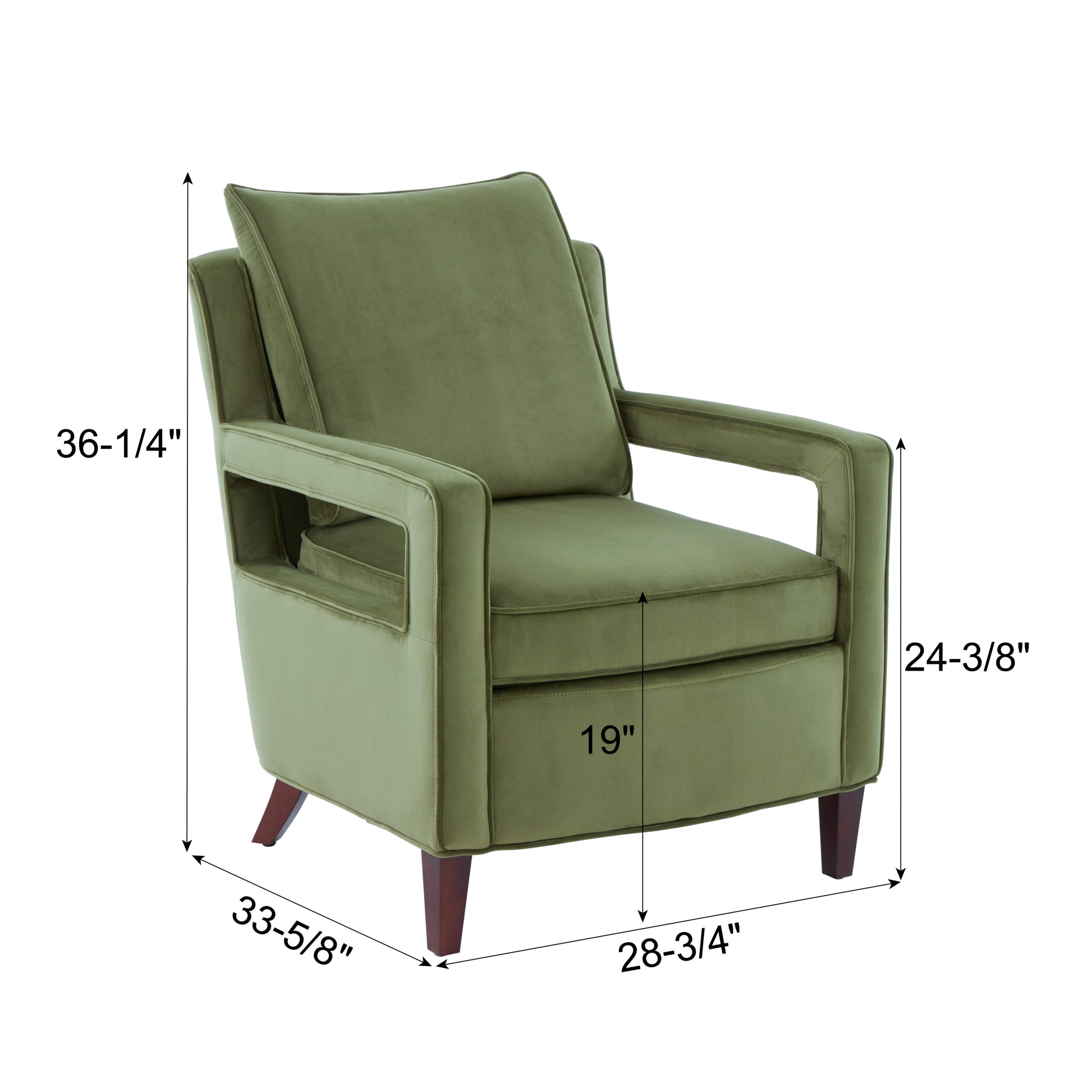 Alina Green Velvet Accent Arm Chair green-foam-velvet