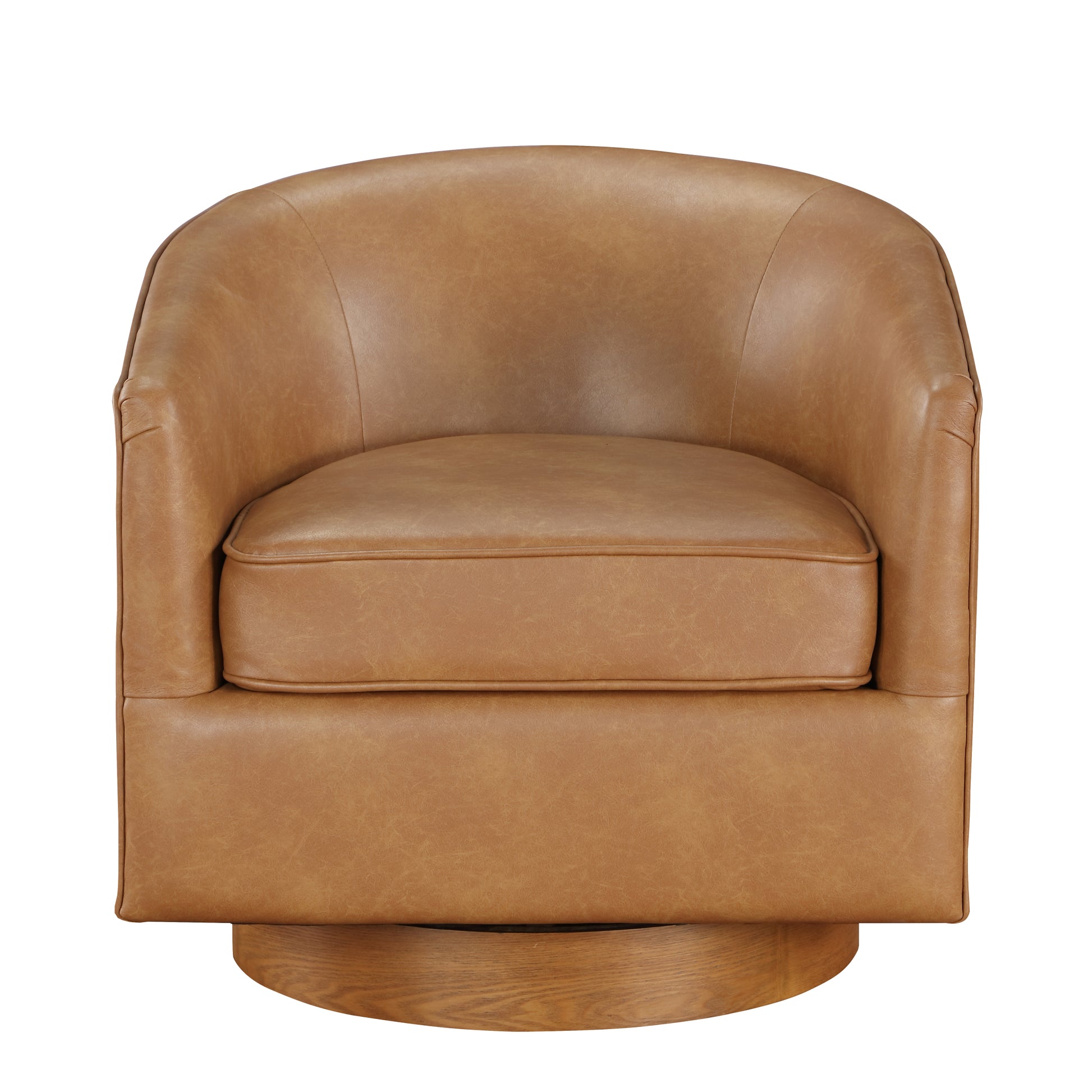 Maisy Saddle Faux Leather Wood Base Barrell Swivel brown-foam-polyester