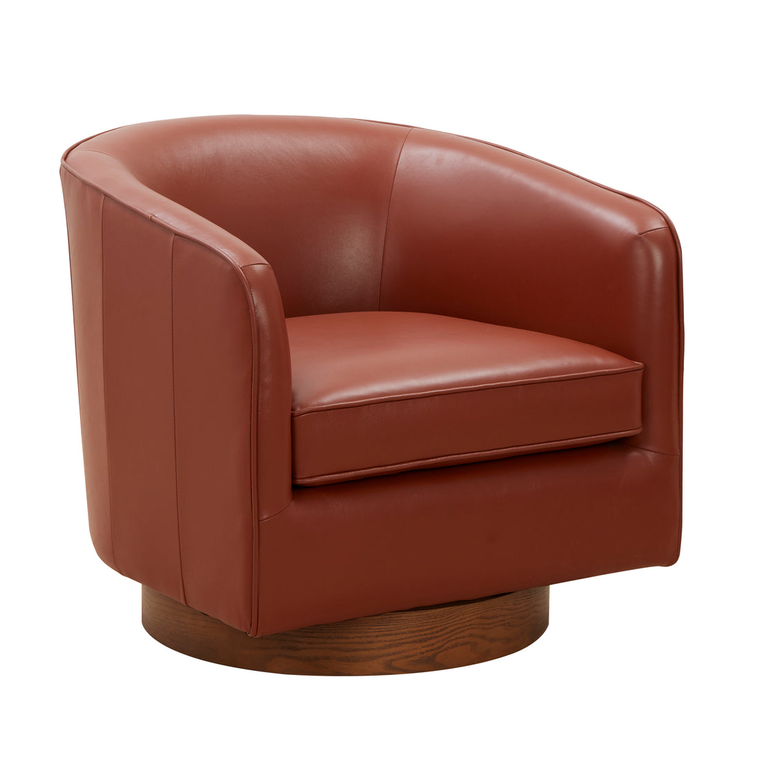 Tessa Caramel Top Grain Leather Wood Base Swivel Chair caramel-foam-leather
