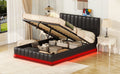 Full Size Upholstered Bed with Hydraulic Storage black-pu leather