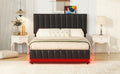 Full Size Upholstered Bed with Hydraulic Storage black-pu leather