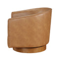 Maisy Saddle Faux Leather Wood Base Barrell Swivel brown-foam-polyester