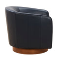 Tessa Midnight Blue Top Grain Leather Wood Base Swivel dark navy-foam-leather