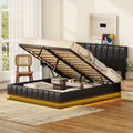 Queen Size Upholstered Bed with Hydraulic Storage black-pu leather