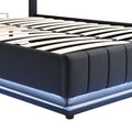 Full Size Upholstered Bed with Hydraulic Storage black-pu leather