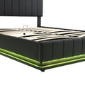 Queen Size Upholstered Bed with Hydraulic Storage black-pu leather