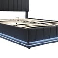 Queen Size Upholstered Bed with Hydraulic Storage black-pu leather