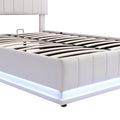 Full Size Upholstered Bed with Hydraulic Storage white-pu leather