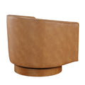 Maisy Saddle Faux Leather Wood Base Barrell Swivel brown-foam-polyester