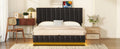 Queen Size Upholstered Bed with Hydraulic Storage black-pu leather