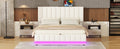 Queen Size Upholstered Bed with Hydraulic Storage white-pu leather