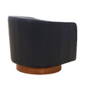 Tessa Midnight Blue Top Grain Leather Wood Base Swivel dark navy-foam-leather