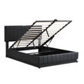 Full Size Upholstered Bed with Hydraulic Storage black-pu leather