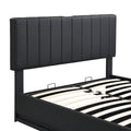 Full Size Upholstered Bed with Hydraulic Storage black-pu leather