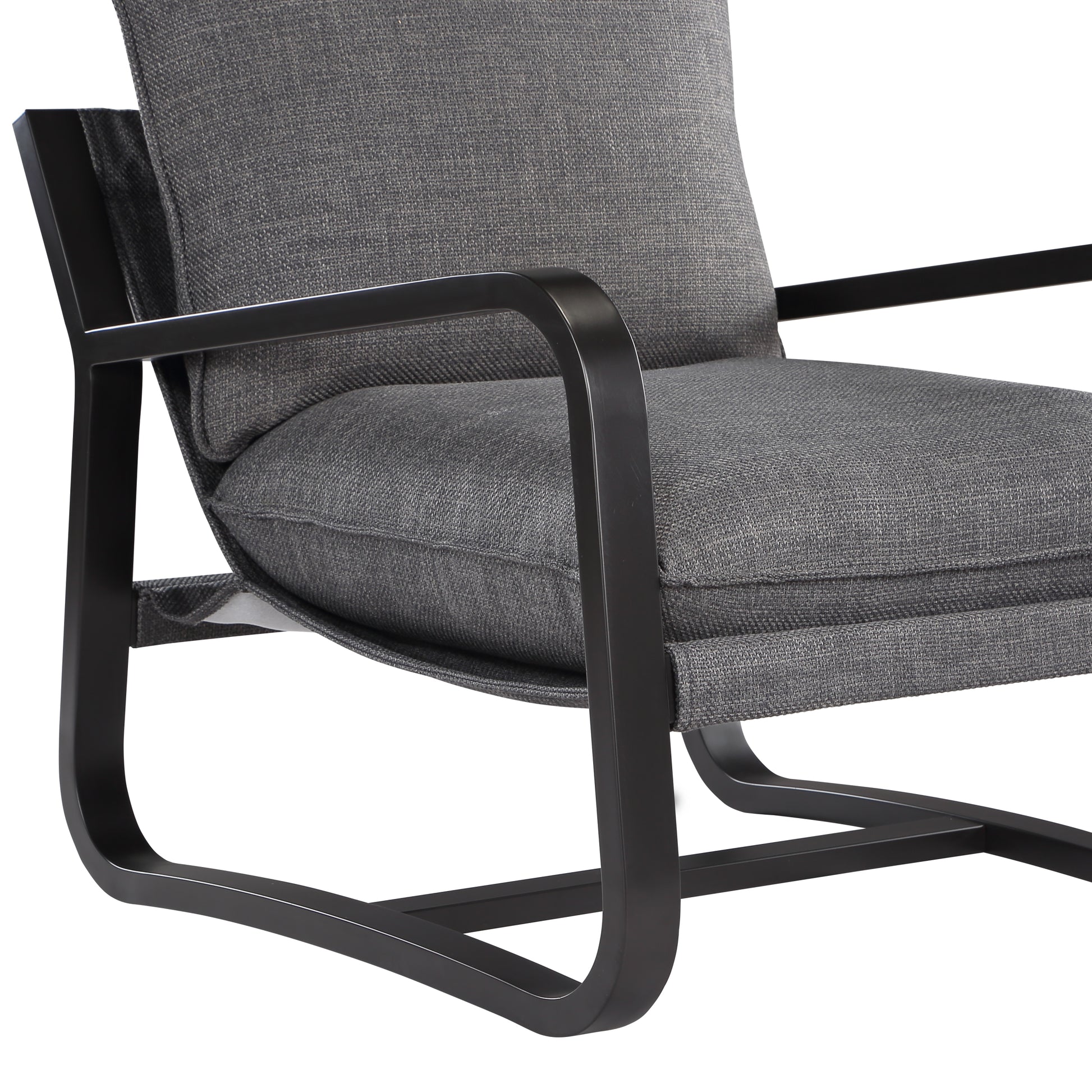 Blaire Sling Chair Upholstered in Charcoal Fabric with charcoal-foam-polyester