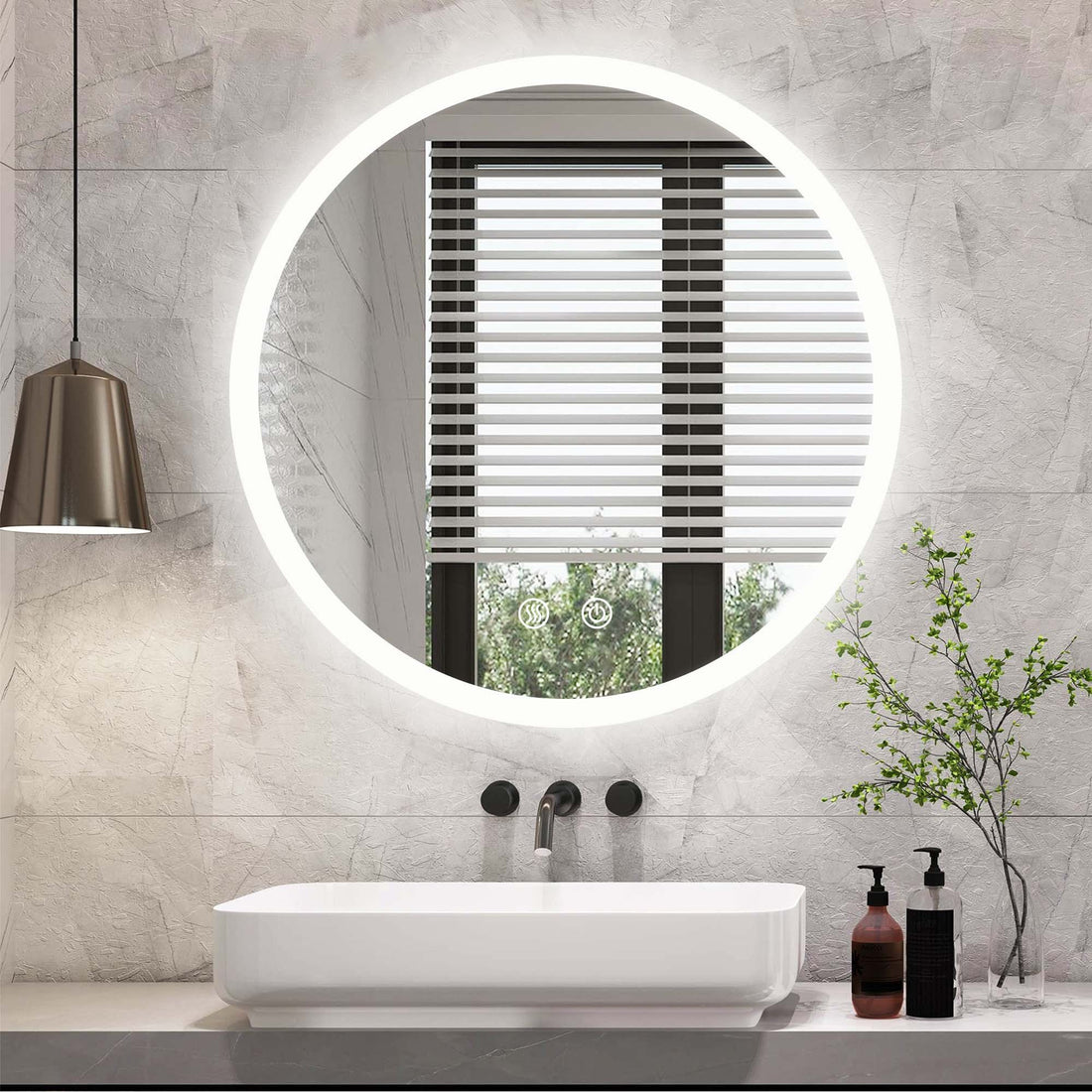 Led Round Lighted Mirror, 28 Inch Bathroom