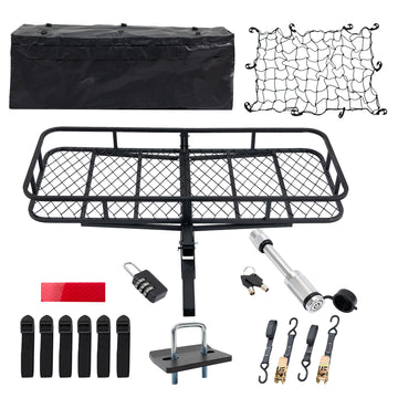 Folding Cargo Basket with Cargo Net black-metal