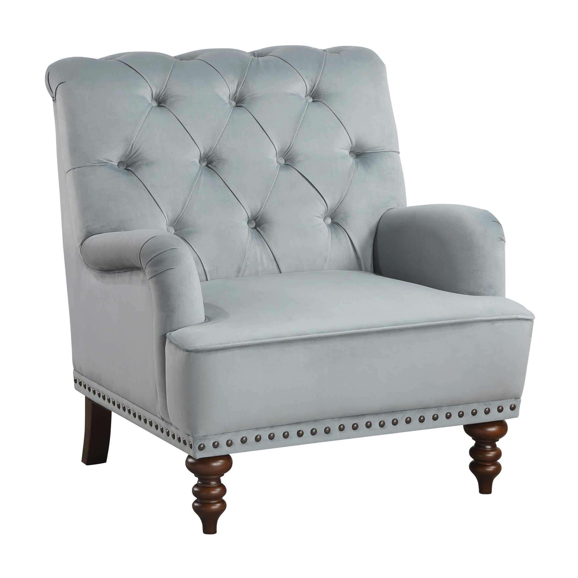 Luxurious Living Room Accent Chair 1pc Gray Velvet gray-primary living