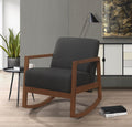 1pc Rocker Accent Chair Modern Living Room Plush dark gray-primary living space-modern-solid wood