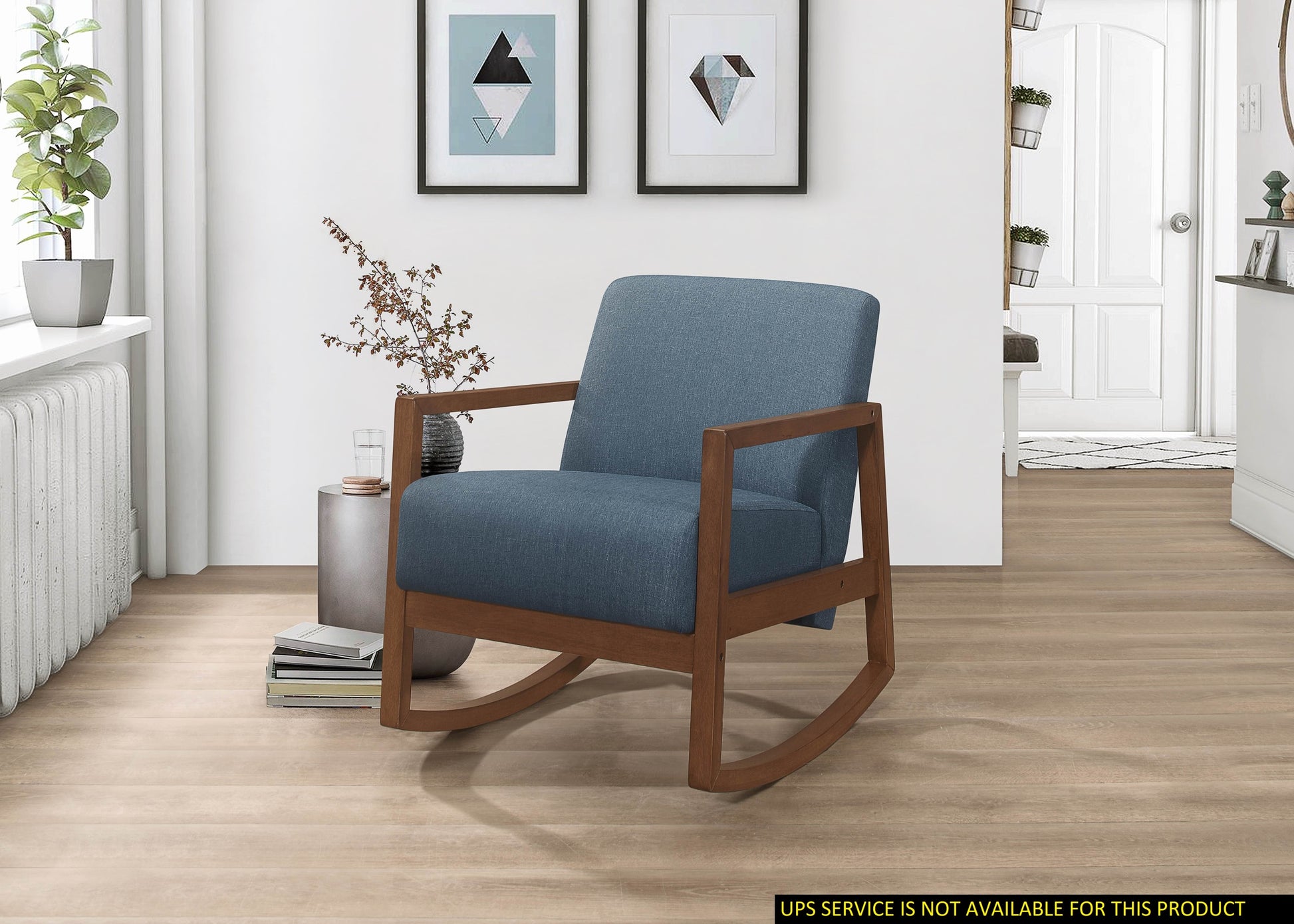 1pc Rocker Accent Chair Modern Living Room Plush blue-primary living space-modern-solid wood