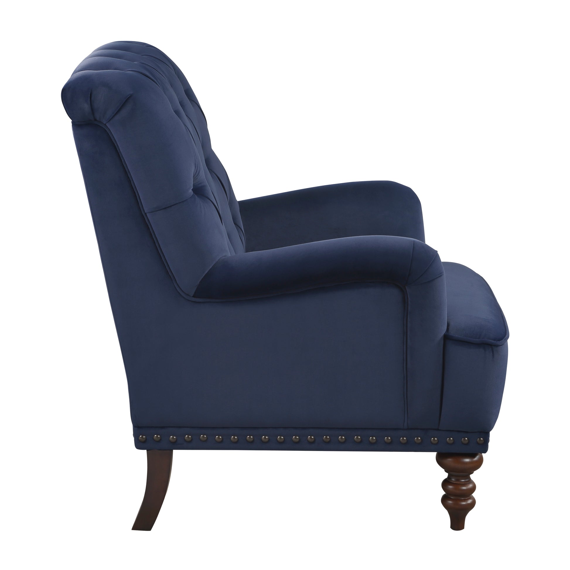 Luxurious Living Room Accent Chair 1pc Blue Velvet blue-primary living