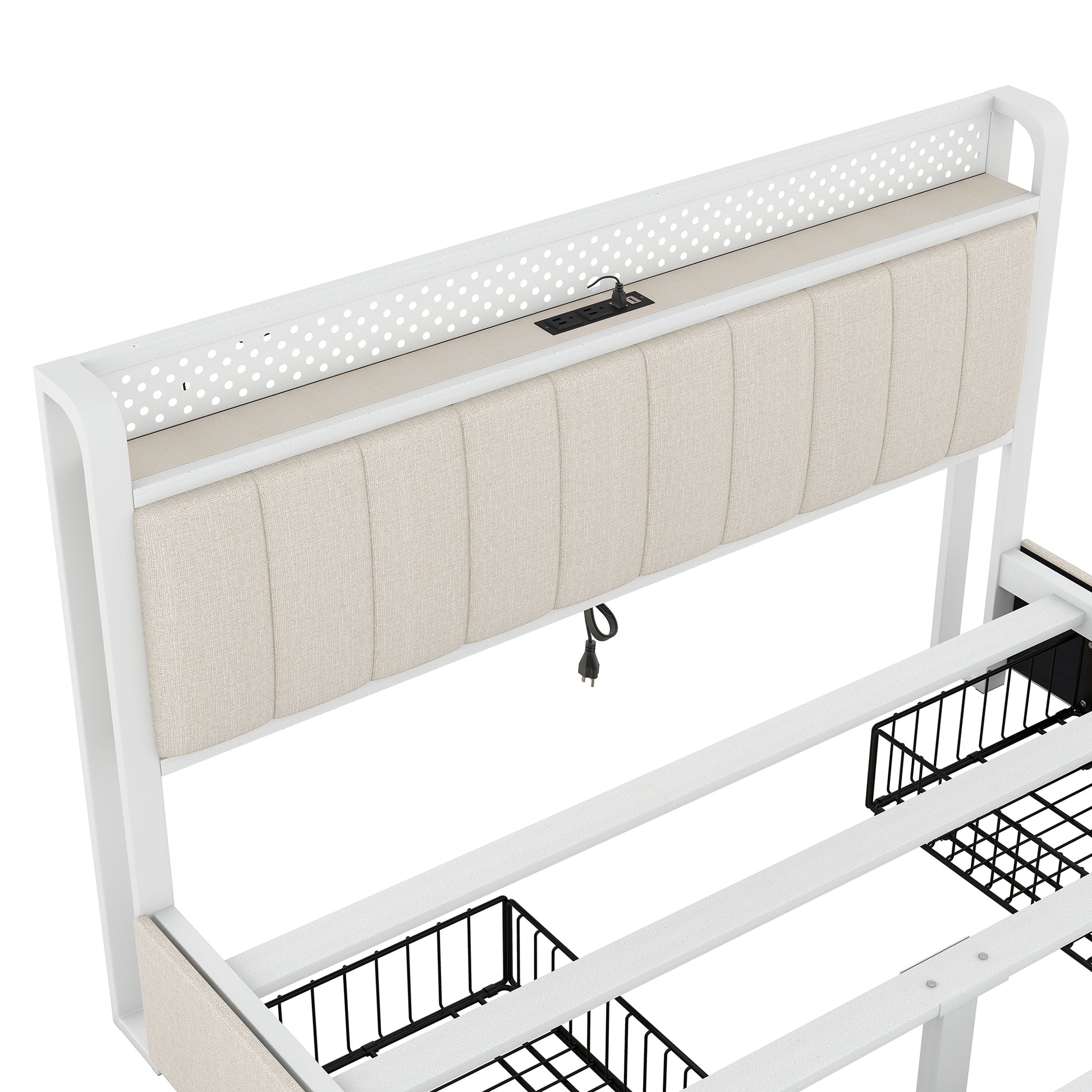 Queen Bed Frame With Led Headboard, Upholstered